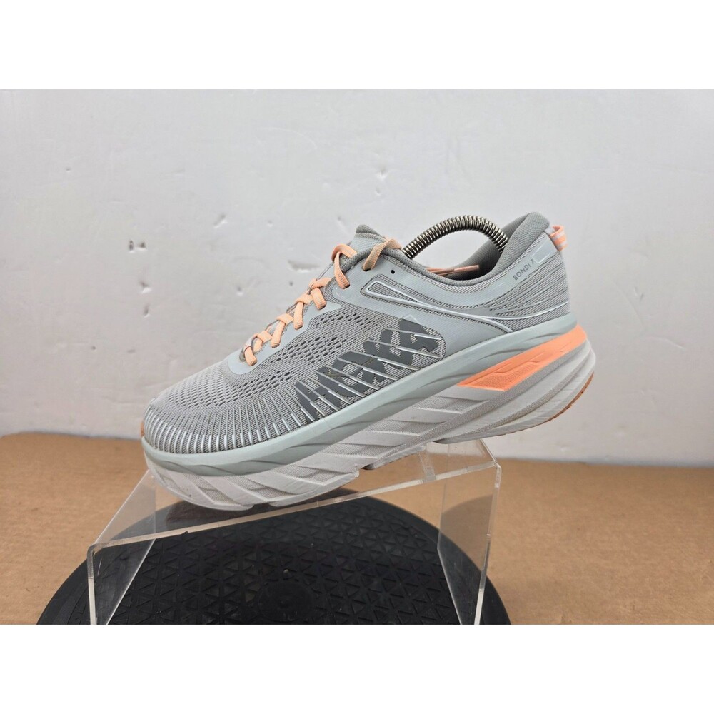 Hoka One One Bondi 7 Shoes Women's 9.5 D Wide Grey Road Running Athletic Sneaker